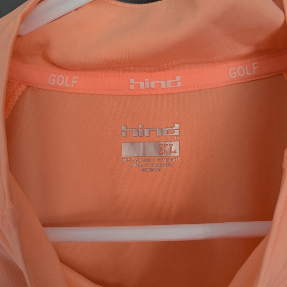 Hind neon orange golf top size XL 3/4 Zip Front And Short Sleeve 21x16x23 - Picture 2 of 4